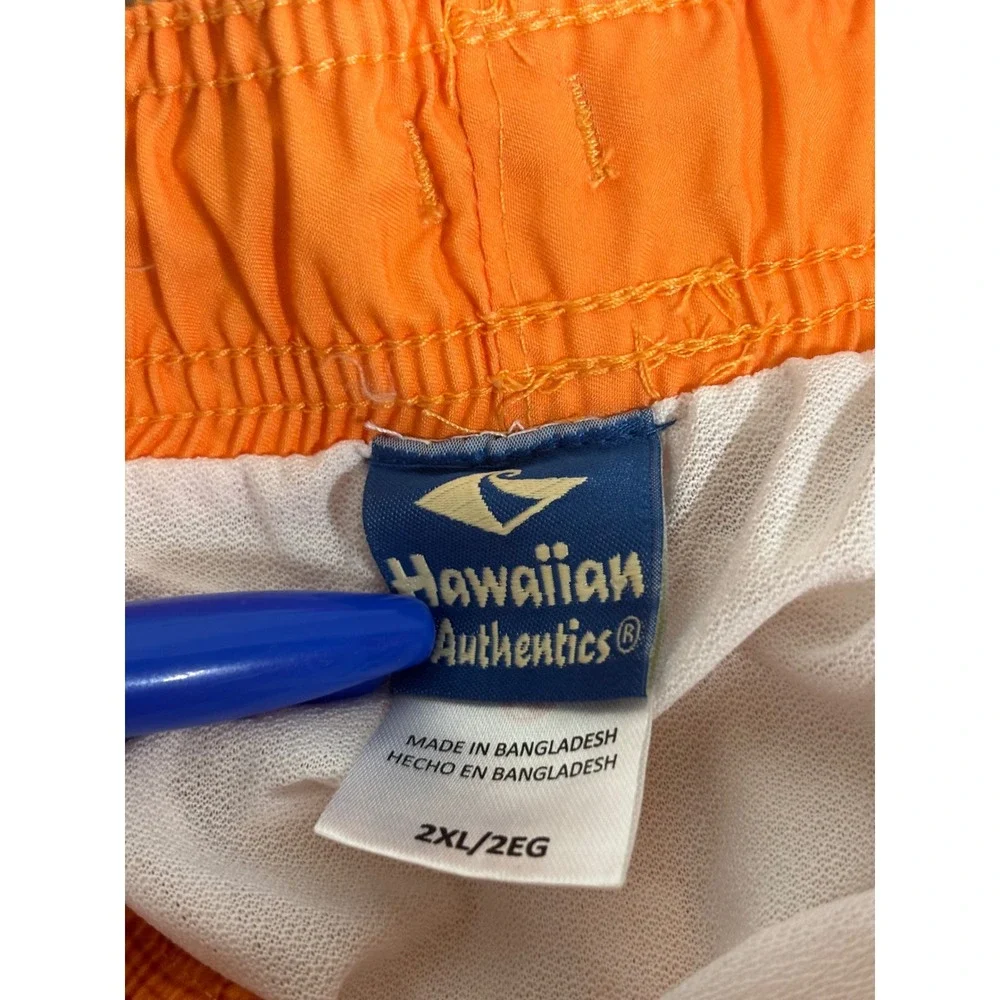 Hawaiian Authentics‎ Orange Floral Print Men's Swim Trunks Size 2XL